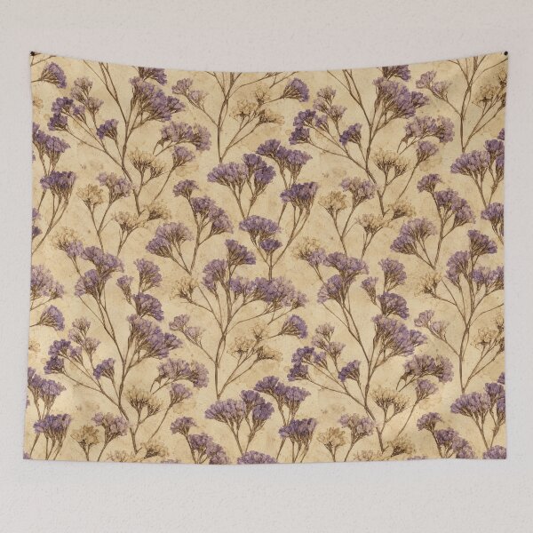 Item preview, Statice Dried Pressed Vintage Botanical Seamless Pattern designed and sold by Inkworksbyshery.