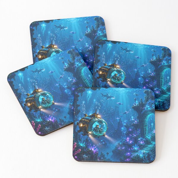 Item preview, Submarine Voyage Through Bioluminescent Ruins designed and sold by pixelpopplanet.
