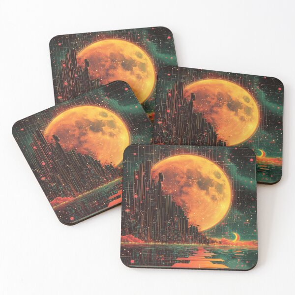 Item preview, Amber Moon City- Retro Cyberpunk Collage designed and sold by SpaceCadetGlow.
