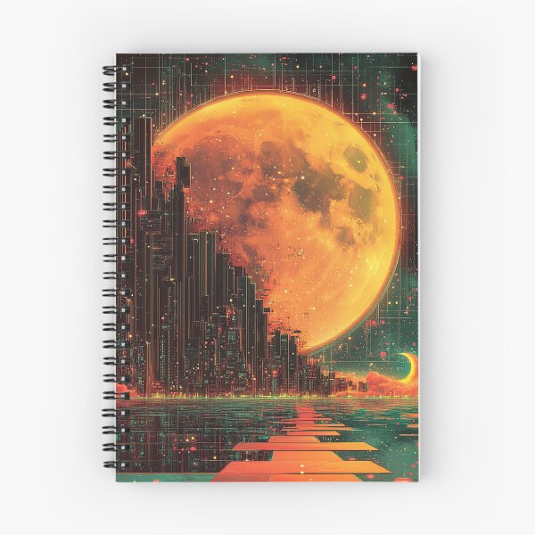 Item preview, Amber Moon City- Retro Cyberpunk Collage designed and sold by SpaceCadetGlow.