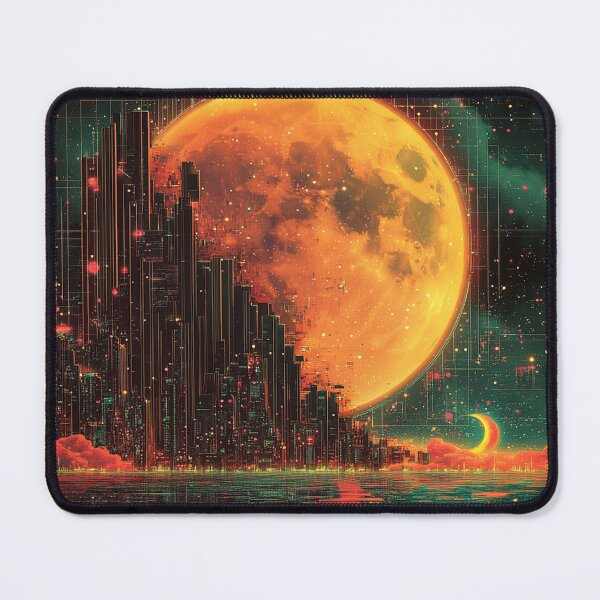 Item preview, Amber Moon City- Retro Cyberpunk Collage designed and sold by SpaceCadetGlow.