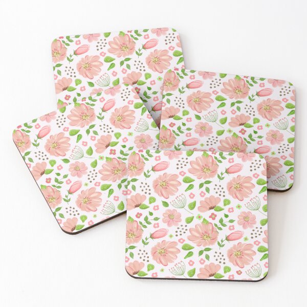 Artikelvorschau, Aquarellblumen Pfirsich entworfen und verkauft von metcalfedesigns.
