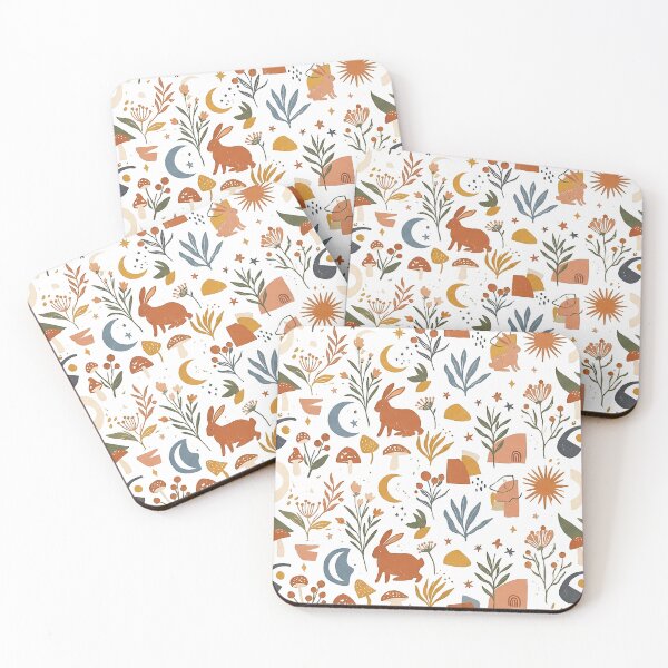 Item preview, Boho Botanical Pattern of Rabbits and Magical Forest designed and sold by Mejiamueriel.