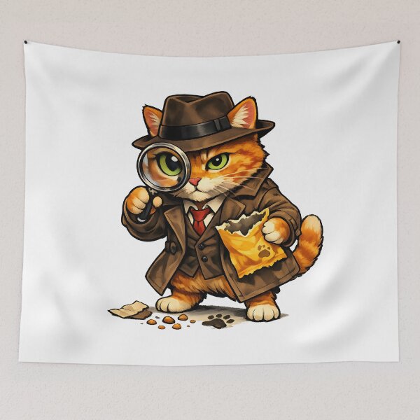 Item preview, Orange Detective Cat Investigating Missing Treats designed and sold by builtforyou.