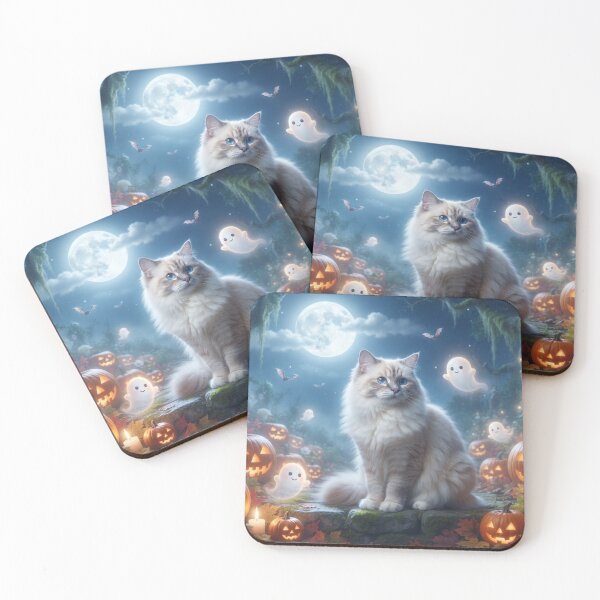 Item preview, Ragdoll Cat Halloween Moonlight – Cute Ghosts, Pumpkins & Spooky Autumn Fantasy designed and sold by Ghostlycats2026.