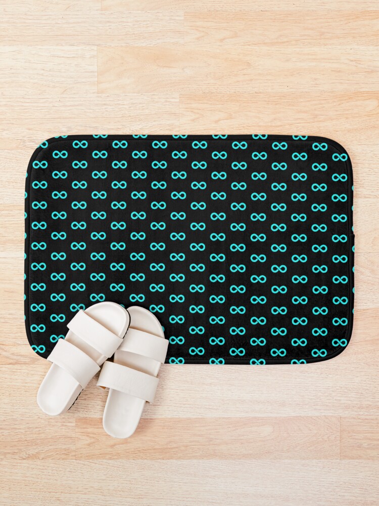 Thumbnail 1 of 6, Bath Mat, Cyan Infinity Symbol designed and sold by pattern-archive.