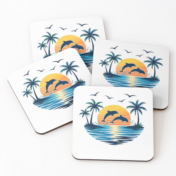 Item preview, Tropical Dolphins Ocean Paradise Beach Nature Sunset Silhouette  designed and sold by Moizento.