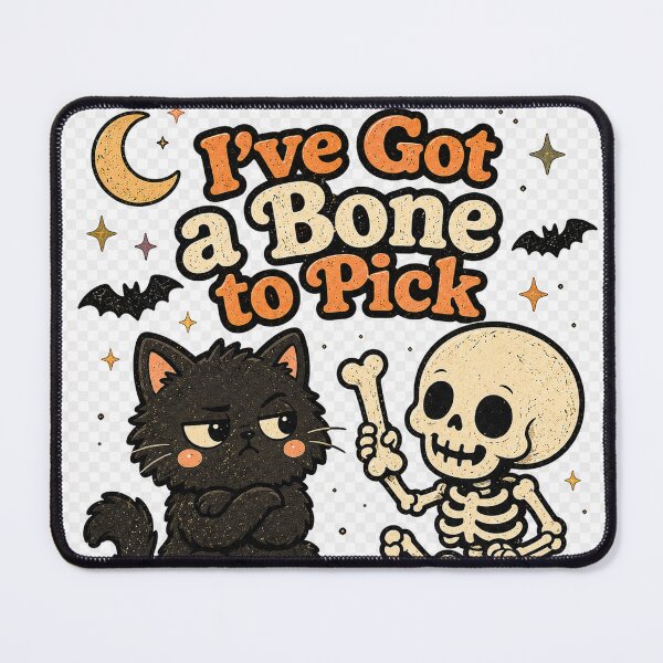 Item preview, Funny Black Cat & Skeleton Halloween Retro Design designed and sold by Ghostlycats2026.