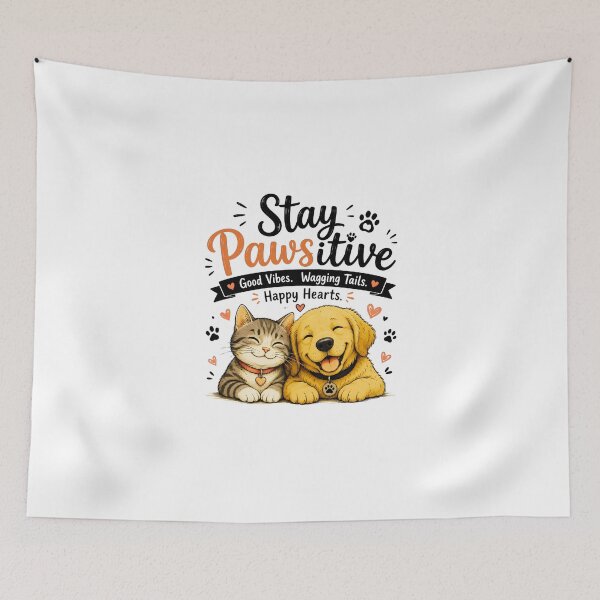 Item preview, Stay Pawsitive Cute Cat and Dog Pet Lovers Good Vibes designed and sold by Velouria Universe.