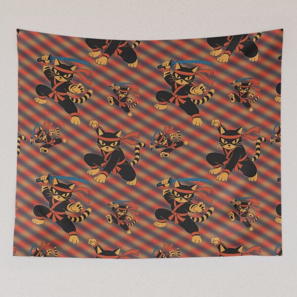 Item preview, Ninja Cats on the waves designed and sold by Cathedral of Curiosity.