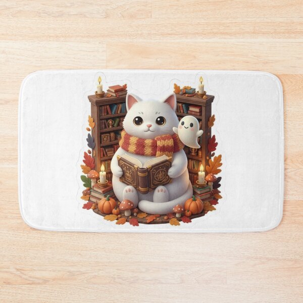Item preview, Cute Ghost With Cat | Cozy Halloween Library designed and sold by FatmaAhmed90.