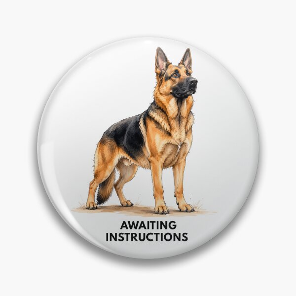 Item preview, Awaiting Instructions German Shepherd | Funny Working Dog Watercolor Gift designed and sold by PAPIRO SIGLO XXI.
