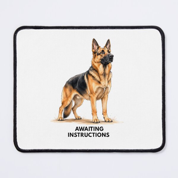 Item preview, Awaiting Instructions German Shepherd | Funny Working Dog Watercolor Gift designed and sold by PAPIRO SIGLO XXI.
