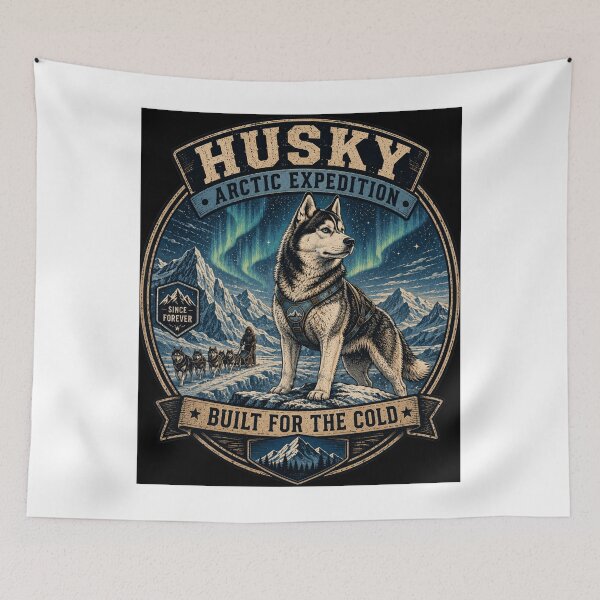 Item preview, Husky Arctic Expedition Vintage Snow Dog Retro Outdoor Adventure T-Shirt designed and sold by TeeVibeHaus.