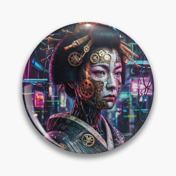 Item preview, Cybernetic Geisha Portrait with Clockwork Emotions designed and sold by Lucia Amaris Art.