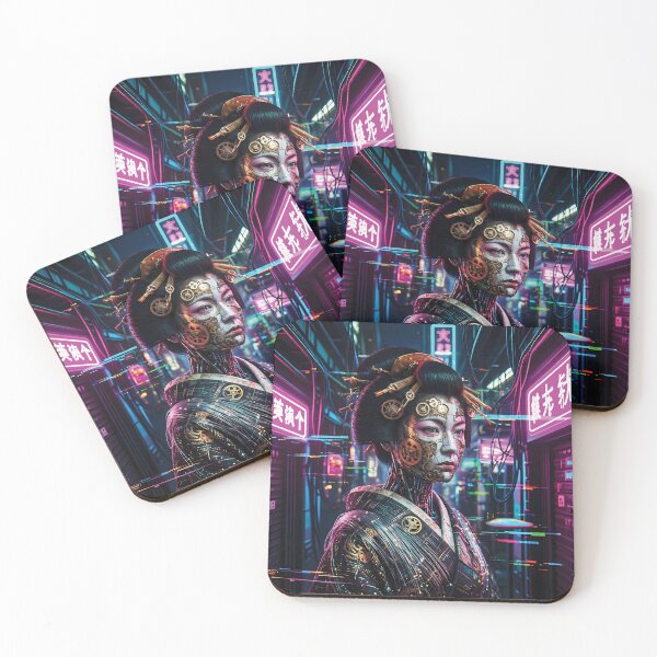Item preview, Cybernetic Geisha Portrait with Clockwork Emotions designed and sold by Lucia Amaris Art.