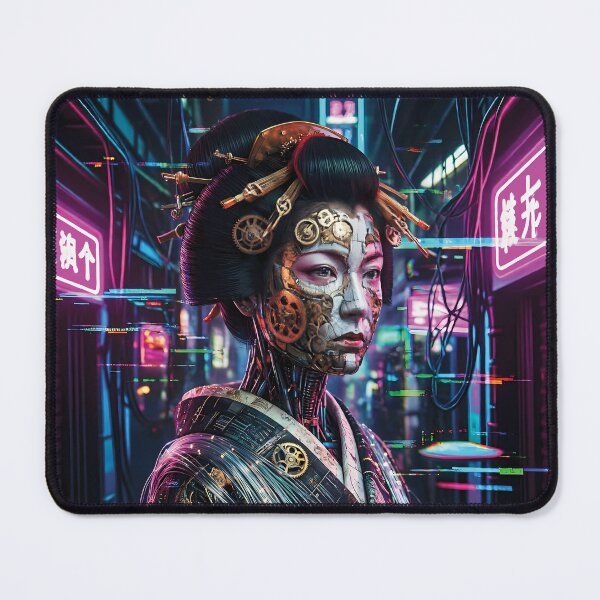 Item preview, Cybernetic Geisha Portrait with Clockwork Emotions designed and sold by Lucia Amaris Art.