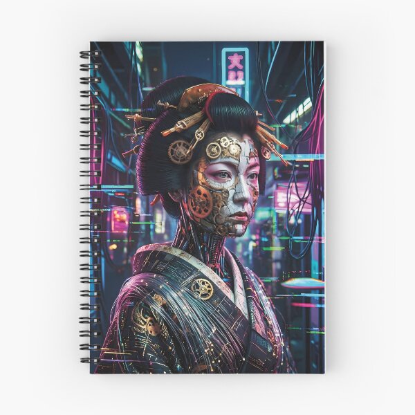 Item preview, Cybernetic Geisha Portrait with Clockwork Emotions designed and sold by Lucia Amaris Art.