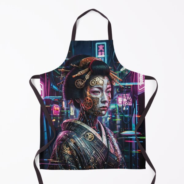 Item preview, Cybernetic Geisha Portrait with Clockwork Emotions designed and sold by Lucia Amaris Art.