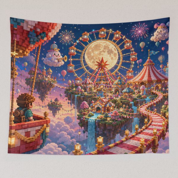 Item preview, Moonlight Carnival on a Floating Island designed and sold by pixelpopplanet.
