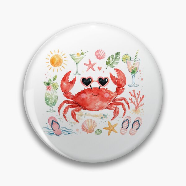 Item preview, Cute Watercolor Beach Crab Summer Coastal Vacation Vibes designed and sold by Moizento.
