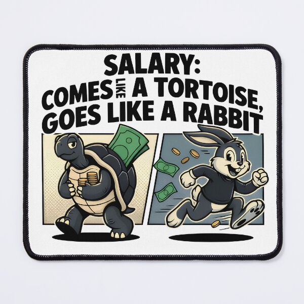 Item preview, Salary Comes Like a Tortoise Goes Like a Rabbit | Funny Money Design designed and sold by WonderWaresGifts.