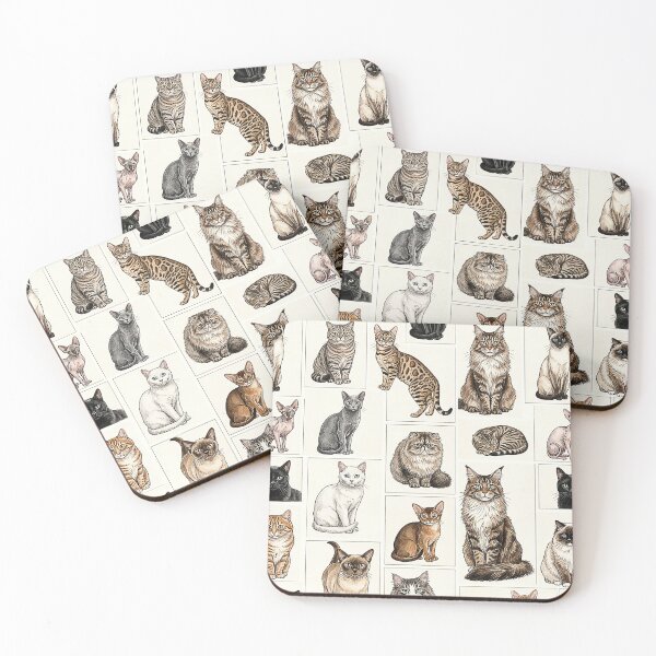 Item preview, Illustrated Cat Breed Pattern Collage designed and sold by Mejiamueriel.