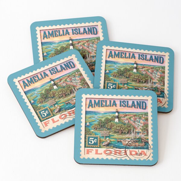 Item preview, Amelia Island Florida Vintage Postage Stamp - 3D Papercraft Art designed and sold by Mandeville Photography.