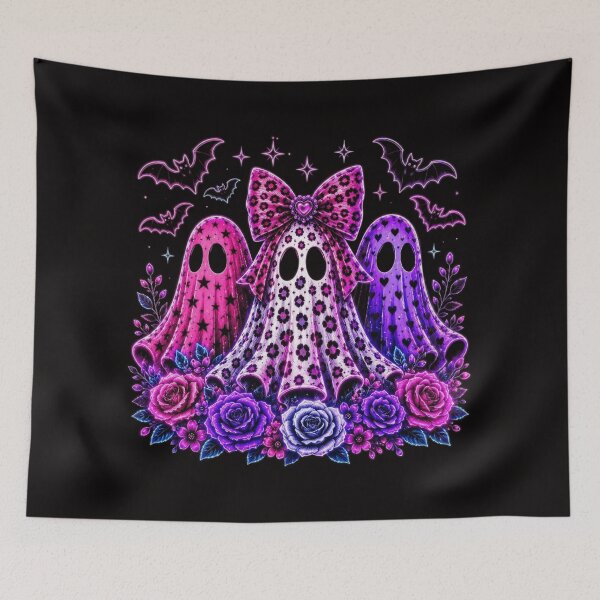 Item preview, Coquette Neon Ghost Trio Sticker, Leopard Halloween Ghost Sticker, Floral Spooky Season Sticker, Cute Preppy, Laptop, Water Bottle, Kindle, Junk Journal Decals designed and sold by DesignDenDo ⭐⭐⭐⭐⭐.