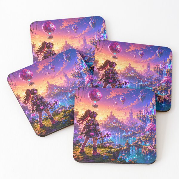 Item preview, Girl Explorer Overlooks a Neon Sky City designed and sold by pixelpopplanet.