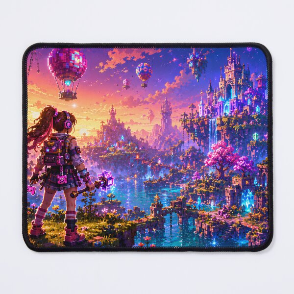 Item preview, Girl Explorer Overlooks a Neon Sky City designed and sold by pixelpopplanet.