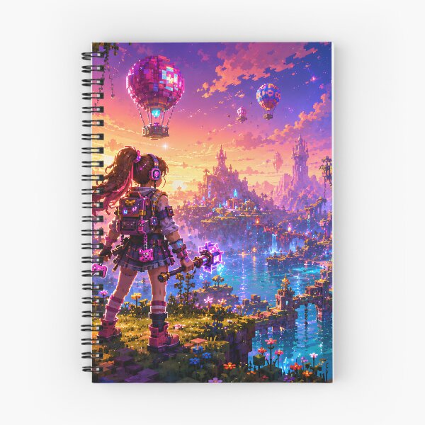 Item preview, Girl Explorer Overlooks a Neon Sky City designed and sold by pixelpopplanet.