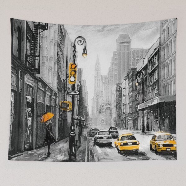 Item preview, New York City Street Wall Art | Urban Manhattan Cityscape Illustration designed and sold by Iceberg Comic Book Lounge.