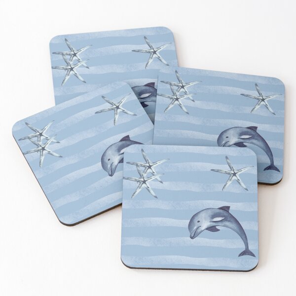 Item preview, Watercolor Dolphin & Starfish | Coastal Ocean Aesthetic | Beach Cottage Marine Art designed and sold by NOUURRRR.