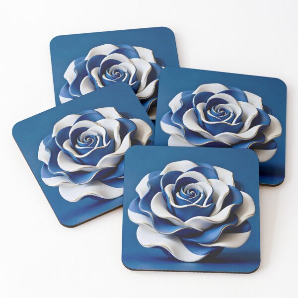 Item preview, Elegant Blue and White Rose designed and sold by Vicky Brago-Mitchell®.