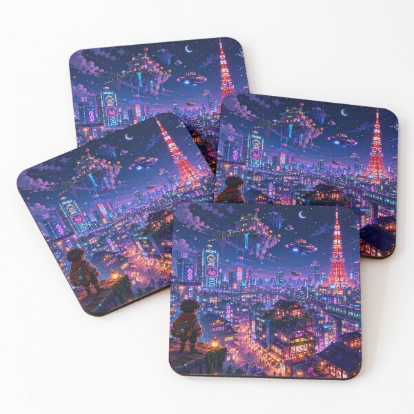Item preview, Neon Tokyo Sky World After Dark designed and sold by pixelpopplanet.