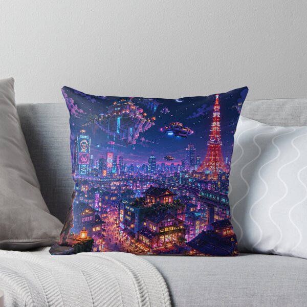 Item preview, Neon Tokyo Sky World After Dark designed and sold by pixelpopplanet.