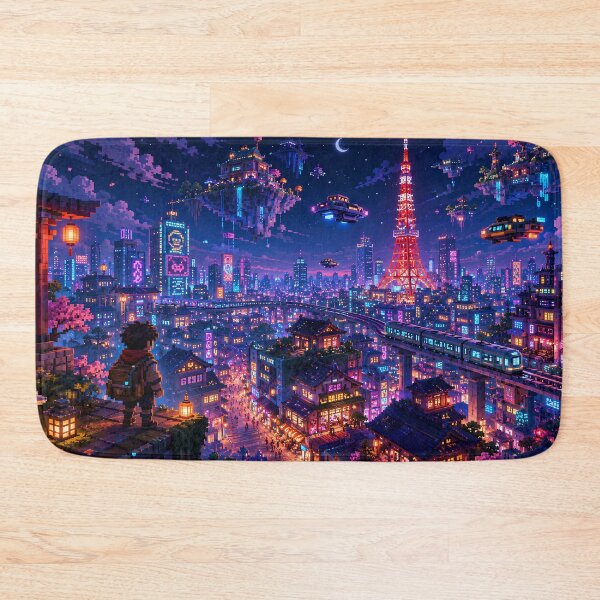 Item preview, Neon Tokyo Sky World After Dark designed and sold by pixelpopplanet.