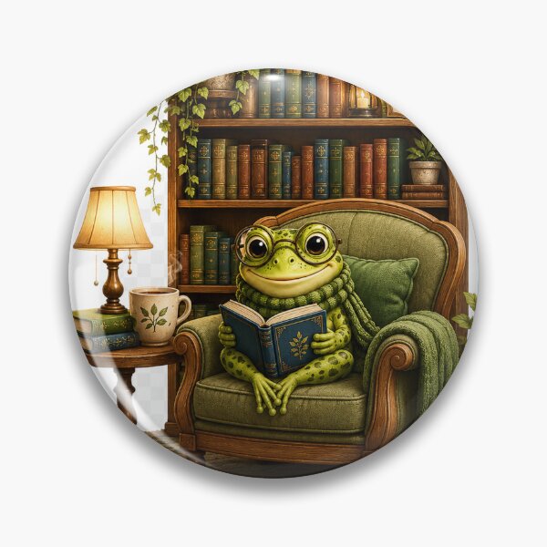 Item preview, Cozy Frog Reading in a Library Chair designed and sold by Lumivo Studio.