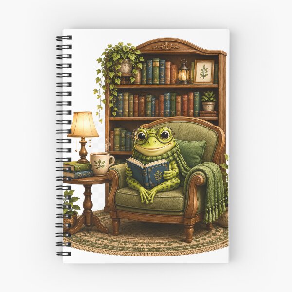 Item preview, Cozy Frog Reading in a Library Chair designed and sold by Lumivo Studio.
