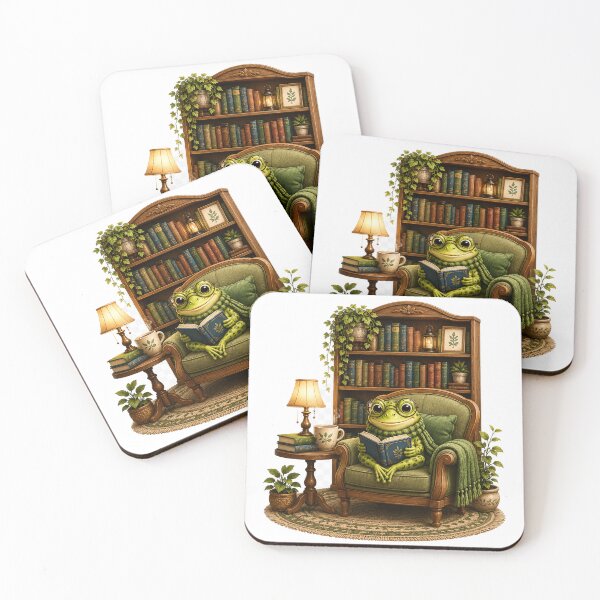 Item preview, Cozy Frog Reading in a Library Chair designed and sold by Lumivo Studio.