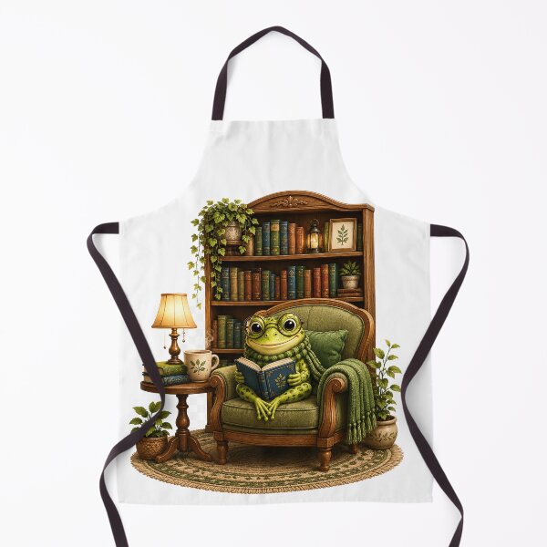 Item preview, Cozy Frog Reading in a Library Chair designed and sold by Lumivo Studio.