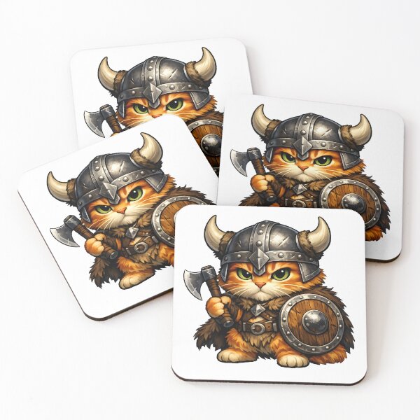 Item preview, Cute Orange Viking Cat Premium Illustration designed and sold by builtforyou.