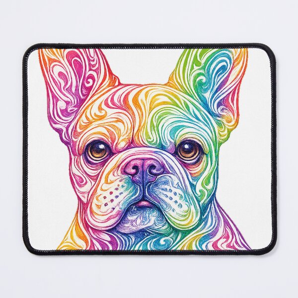 Item preview, Rainbow Swirl French Bulldog Print, Psychedelic Dog Art, Colorful Line Art Portrait designed and sold by TM DESIGNS AND MORE.