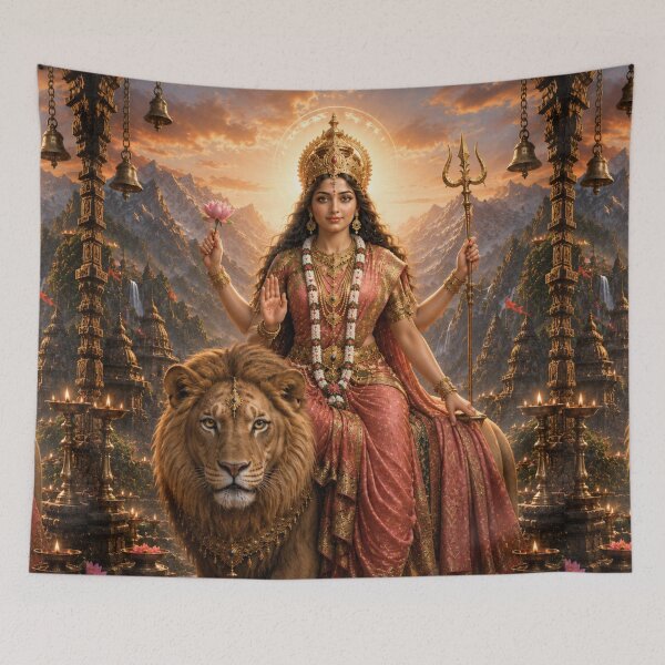 Item preview, Katyayani Goddess Warrior Devi Art | Navratri Dussehra Wall Poster | Sacred Shakti Artwork designed and sold by Homyar.
