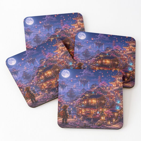 Item preview, Moonlit Kyoto Spirit District in Cherry Blossoms designed and sold by pixelpopplanet.