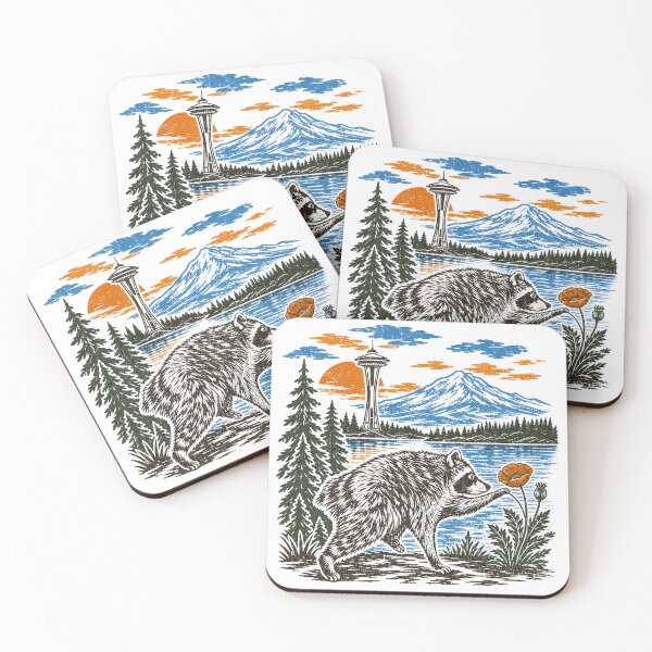 Item preview, Ilustración vintage de un mapache de Seattle, fauna del noroeste del Pacífico. designed and sold by JessArty ⭐⭐⭐⭐⭐.