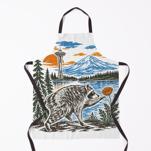 Item preview, Seattle Raccoon Vintage Pacific Northwest Wildlife Illustration designed and sold by JessArty ⭐⭐⭐⭐⭐.