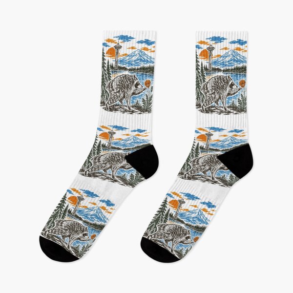 Item preview, Seattle Raccoon Vintage Pacific Northwest Wildlife Illustration designed and sold by JessArty ⭐⭐⭐⭐⭐.