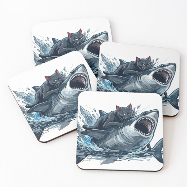 Item preview, Funny Black Cat Riding On Shark designed and sold by LavIsInTheAir.